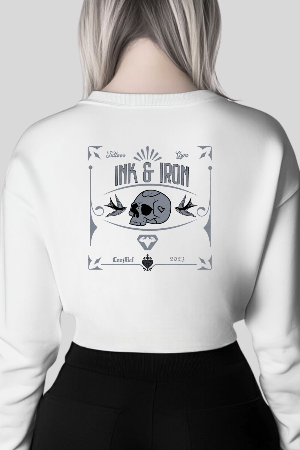 Rückansicht Ink Crop Sweatshirt White für Frauen