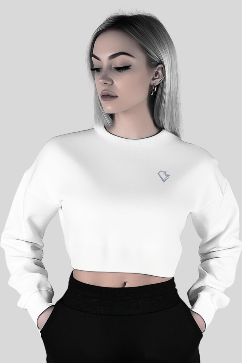 Frontansicht Ink Crop Sweatshirt White für Frauen