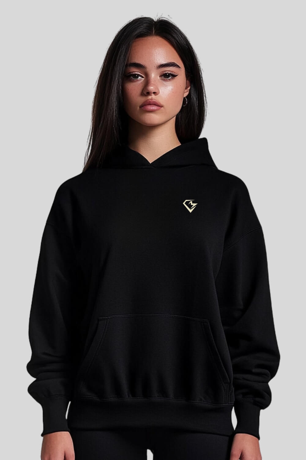 Front Ink Oversize Hoodie Black für Männer und Frauen