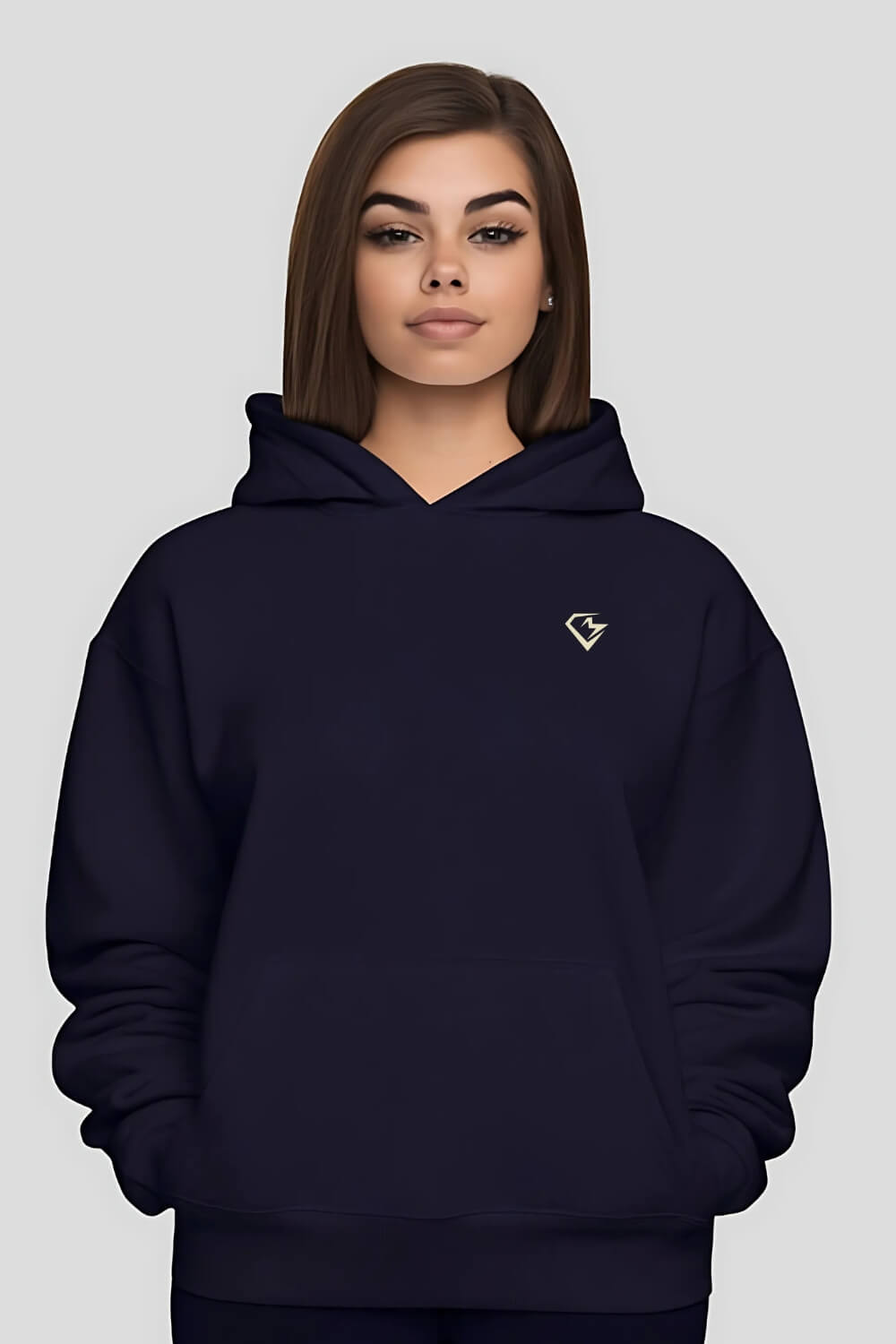 Front Ink Oversize Hoodie Navy für Männer und Frauen