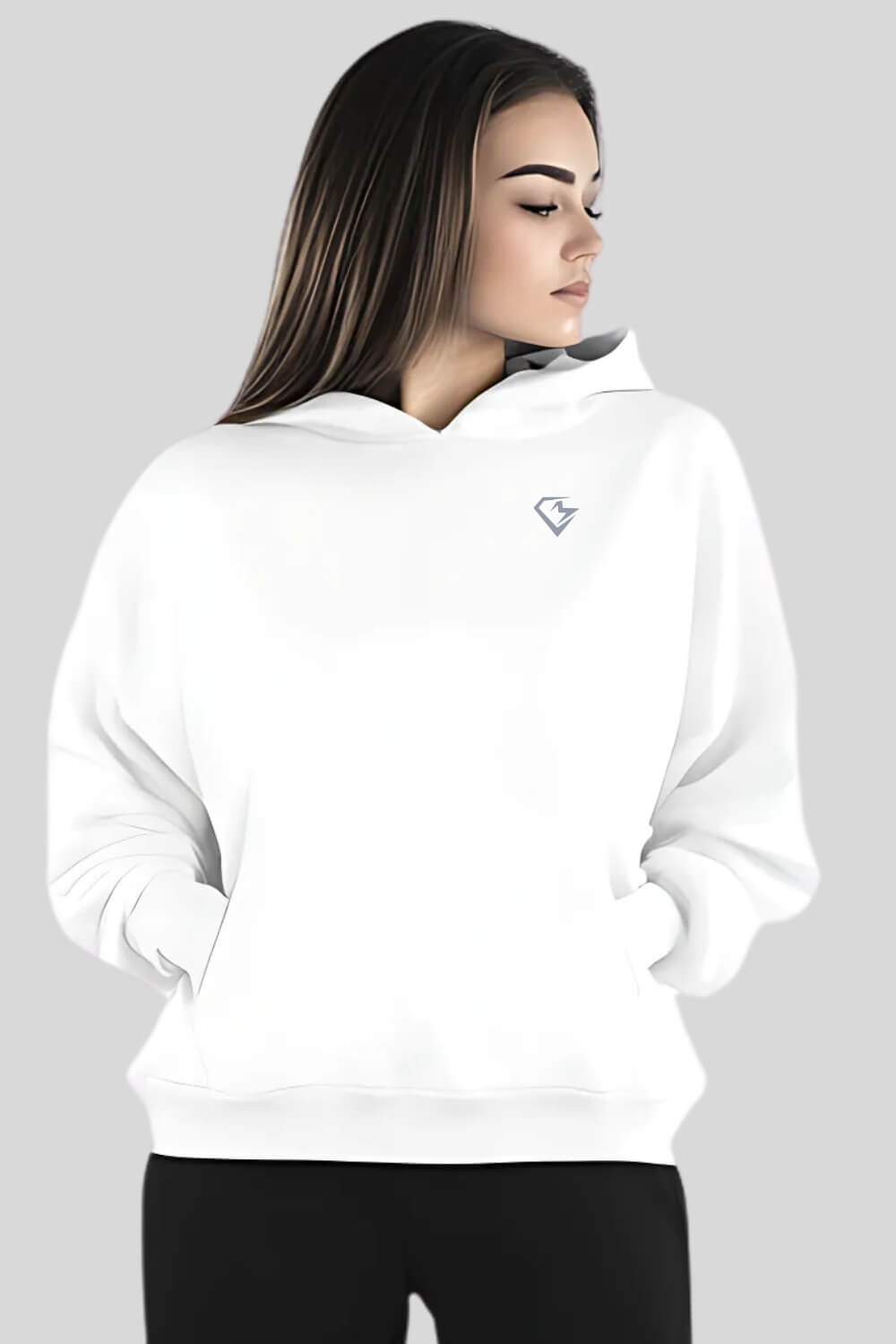 Front Ink Oversize Hoodie White für Männer und Frauen