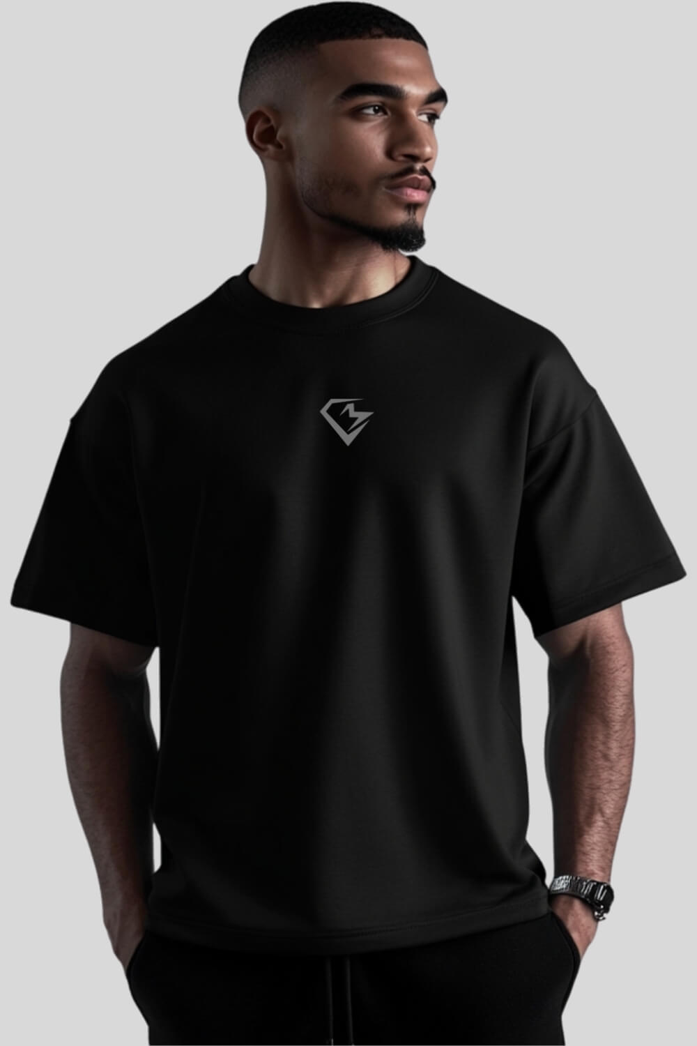 Frontansicht Ink&Oversize T-Shirt Black für Männer und Frauen