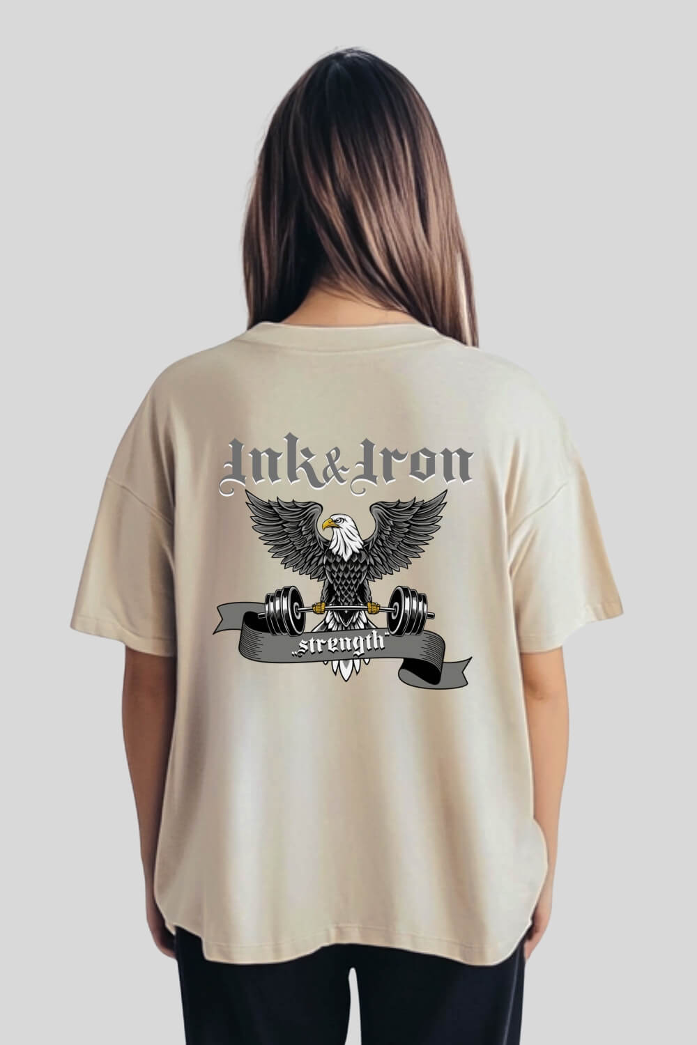 Back Ink&Iron Oversize T-Shirt Sand für Männer und Frauen