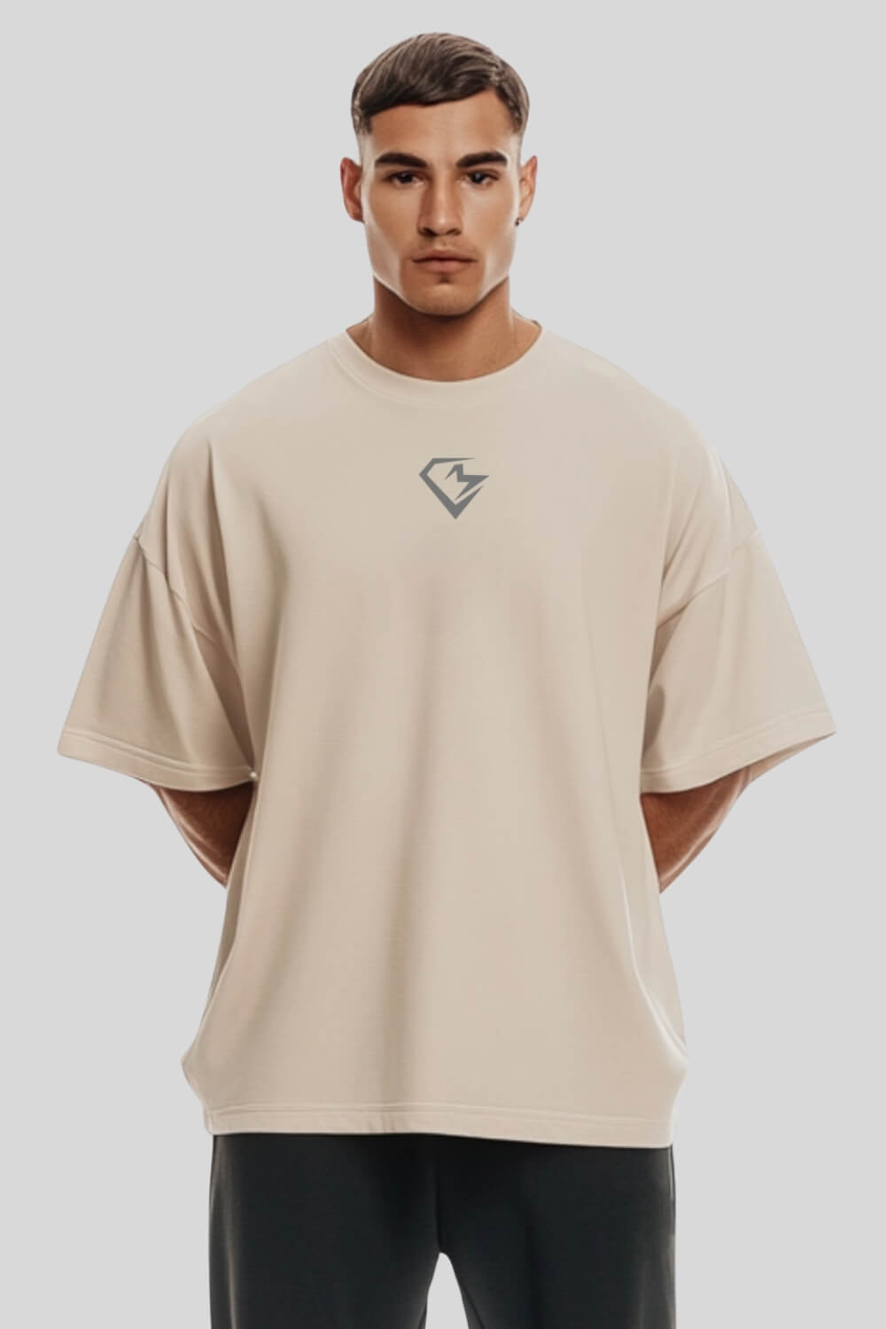 Frontansicht Ink&Iron Oversize T-Shirt Sand für Männer und Frauen