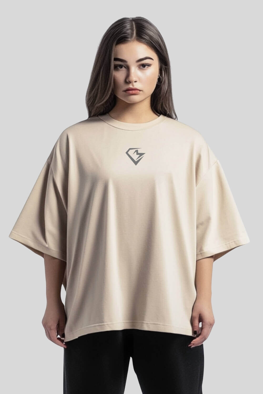 Front Ink&Iron Oversize T-Shirt Sand für Männer und Frauen