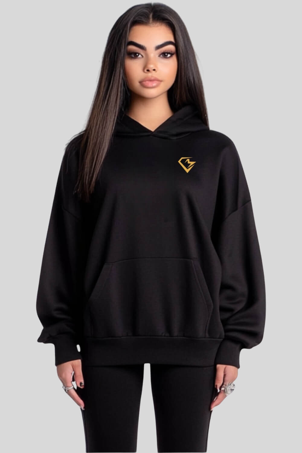 Frontansicht Limitless Oversize Hoodie Black für Frauen