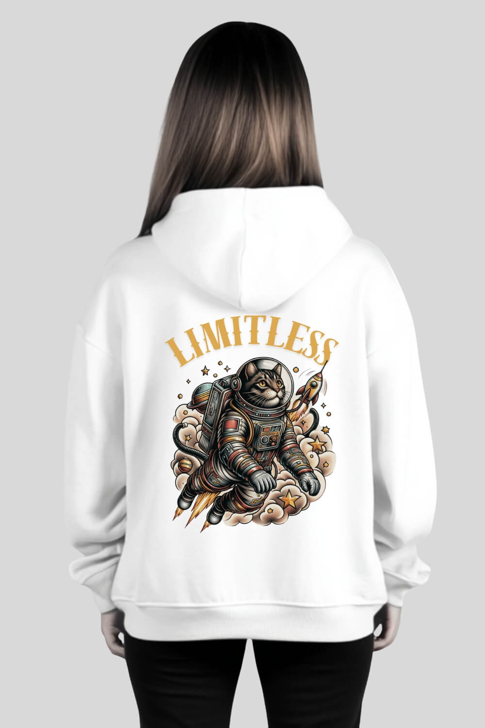 Rückansicht Limitless Oversize Hoodie White für Frauen