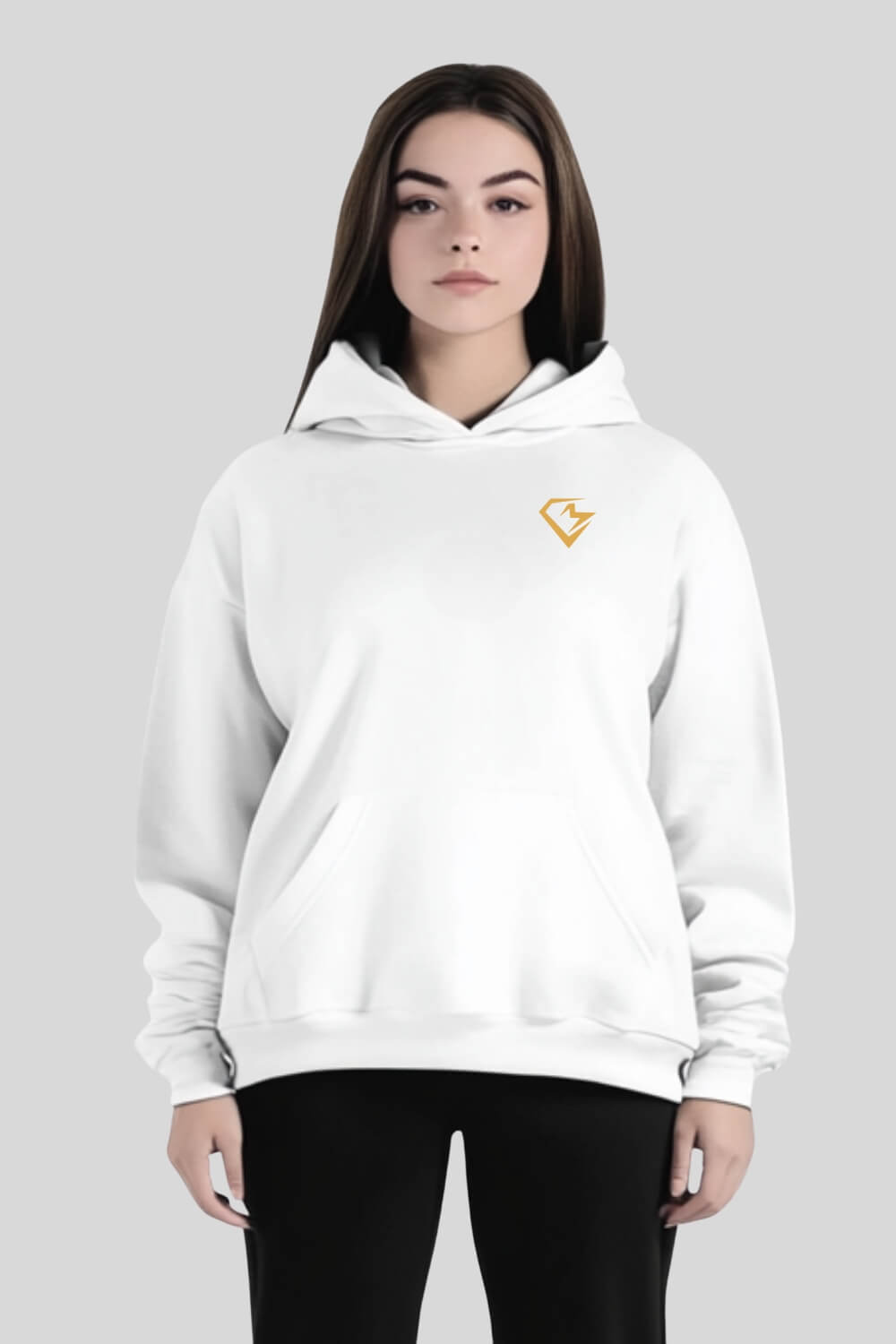 Frontansicht Limitless Oversize Hoodie White für Frauen