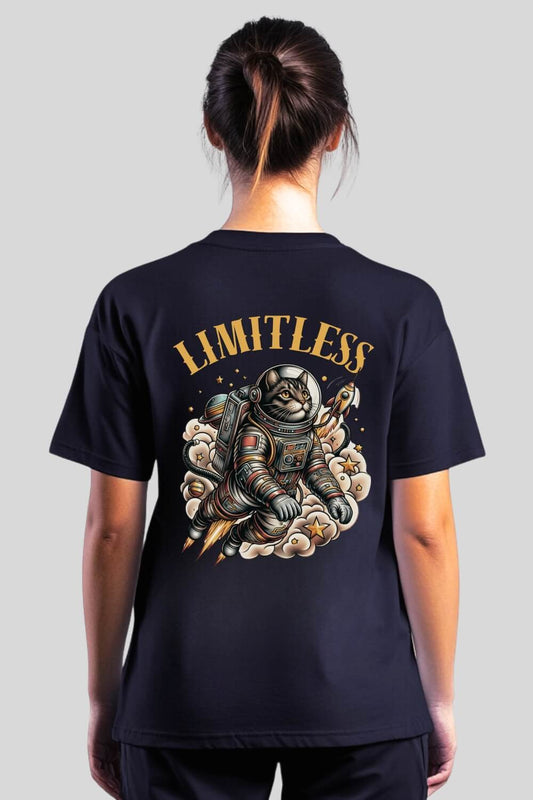 Rückansicht Limitless Oversize T-Shirt Navy für Frauen