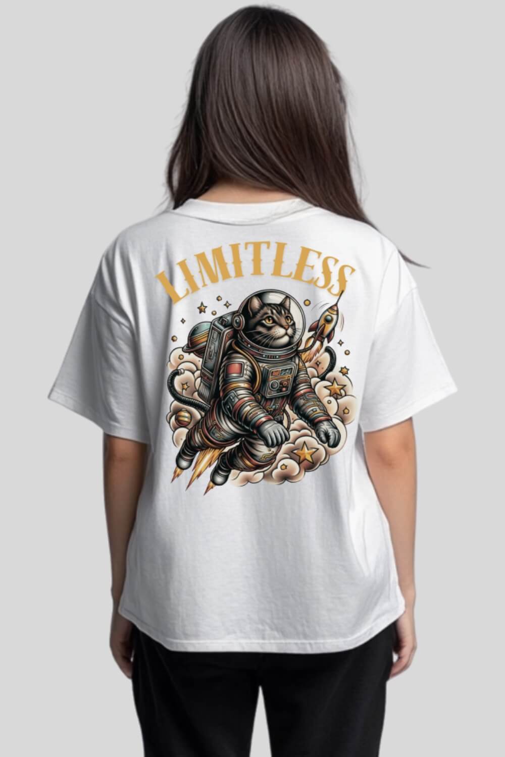 Rückansicht Limitless Oversize T-Shirt White für Frauen