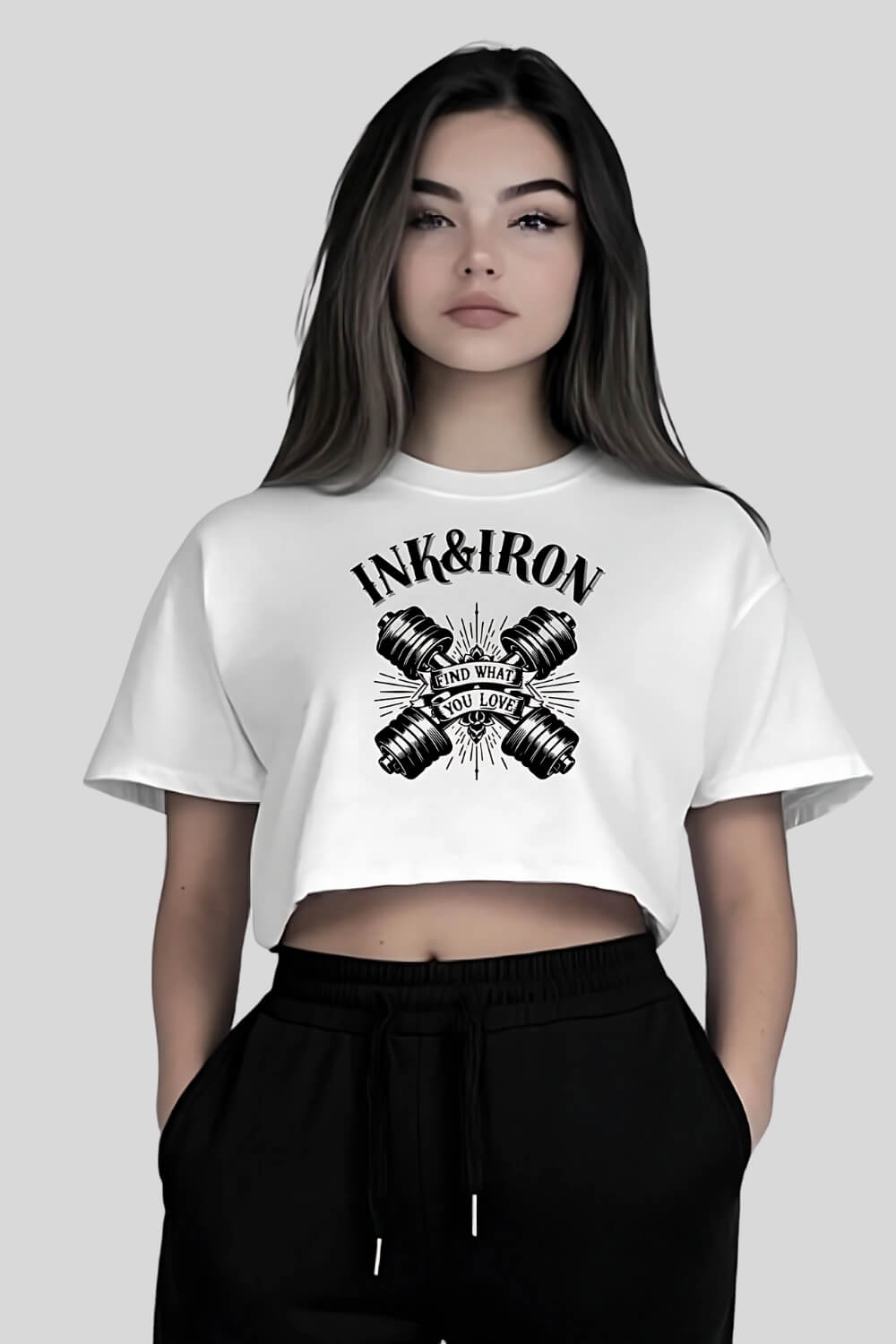 Frontansicht Love Crop Top White für Frauen