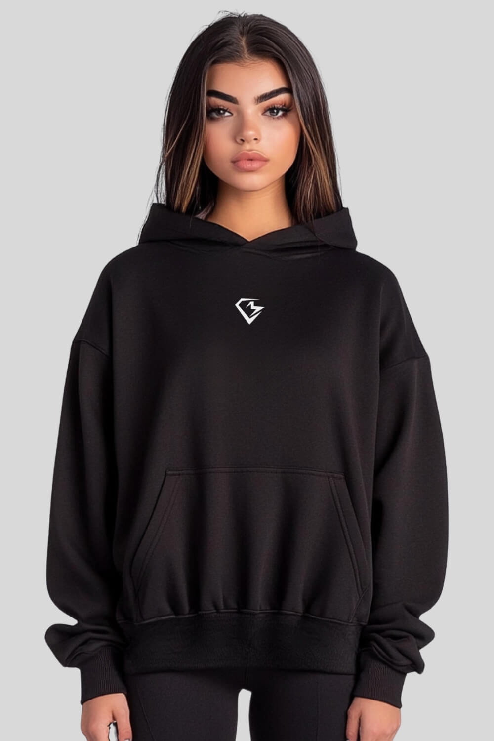 Front Love Oversize Hoodie Black für Männer und Frauen