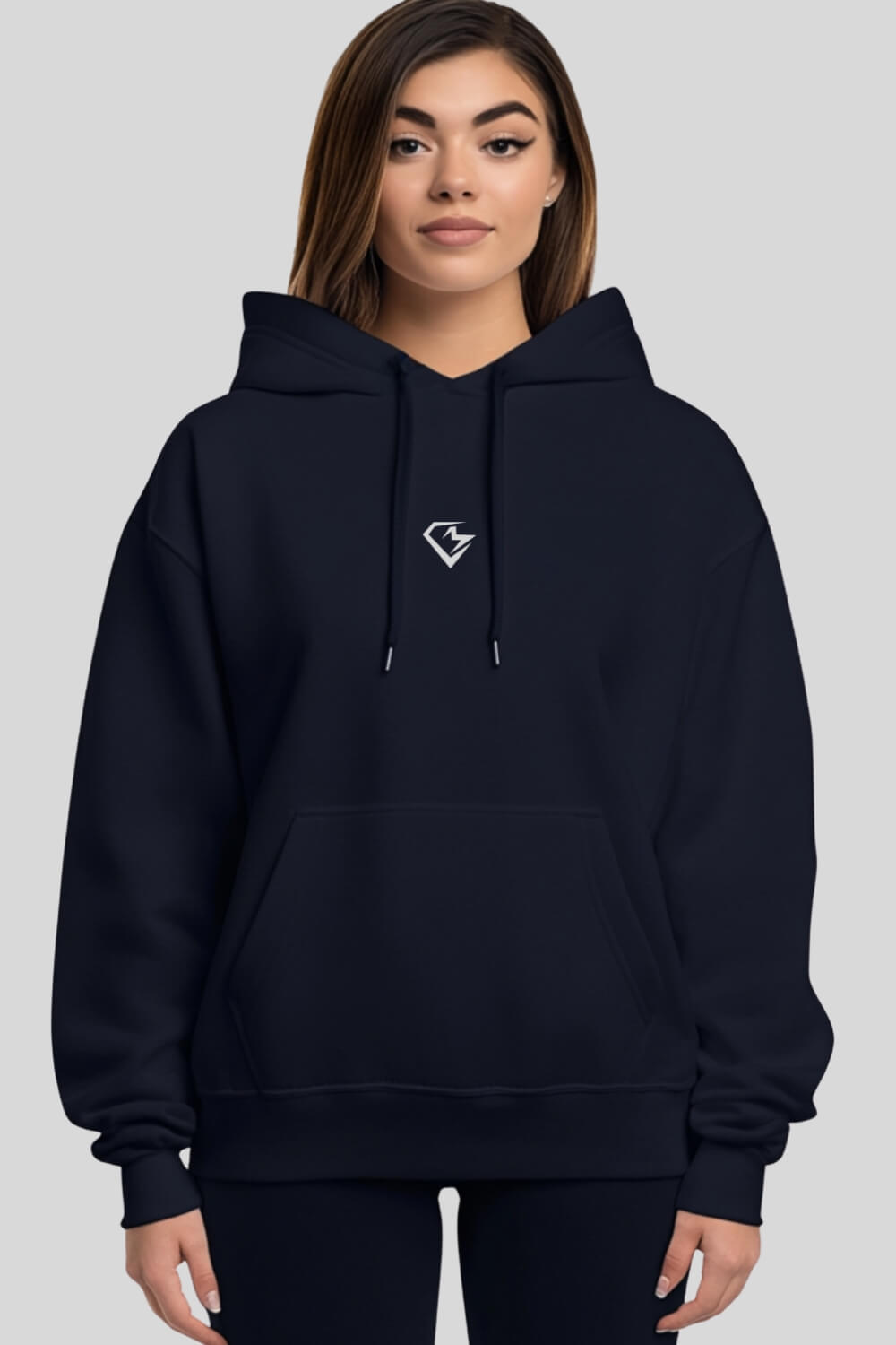 Front Love Oversize Hoodie Navy für Männer und Frauen