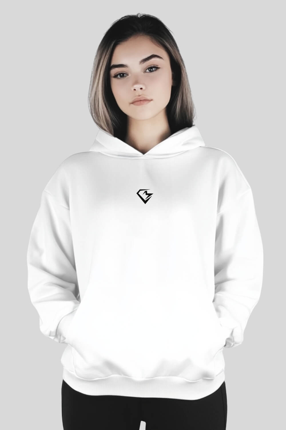 Front Love Oversize Hoodie White für Männer und Frauen