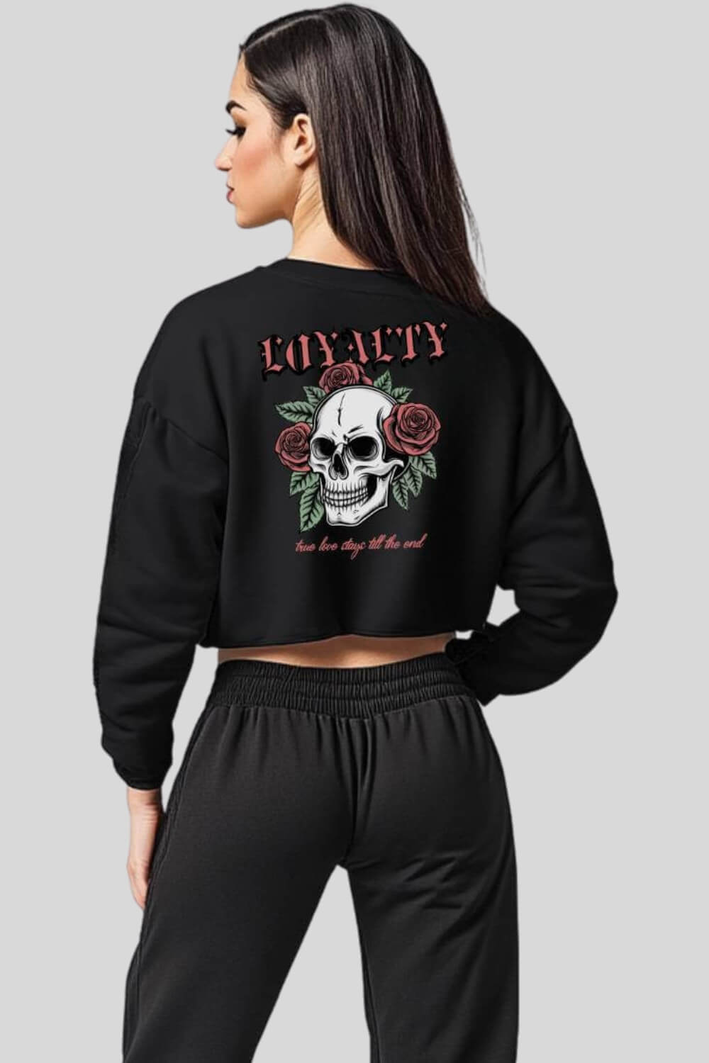 Rückansicht Loyalty Crop Sweatshirt Black für Frauen