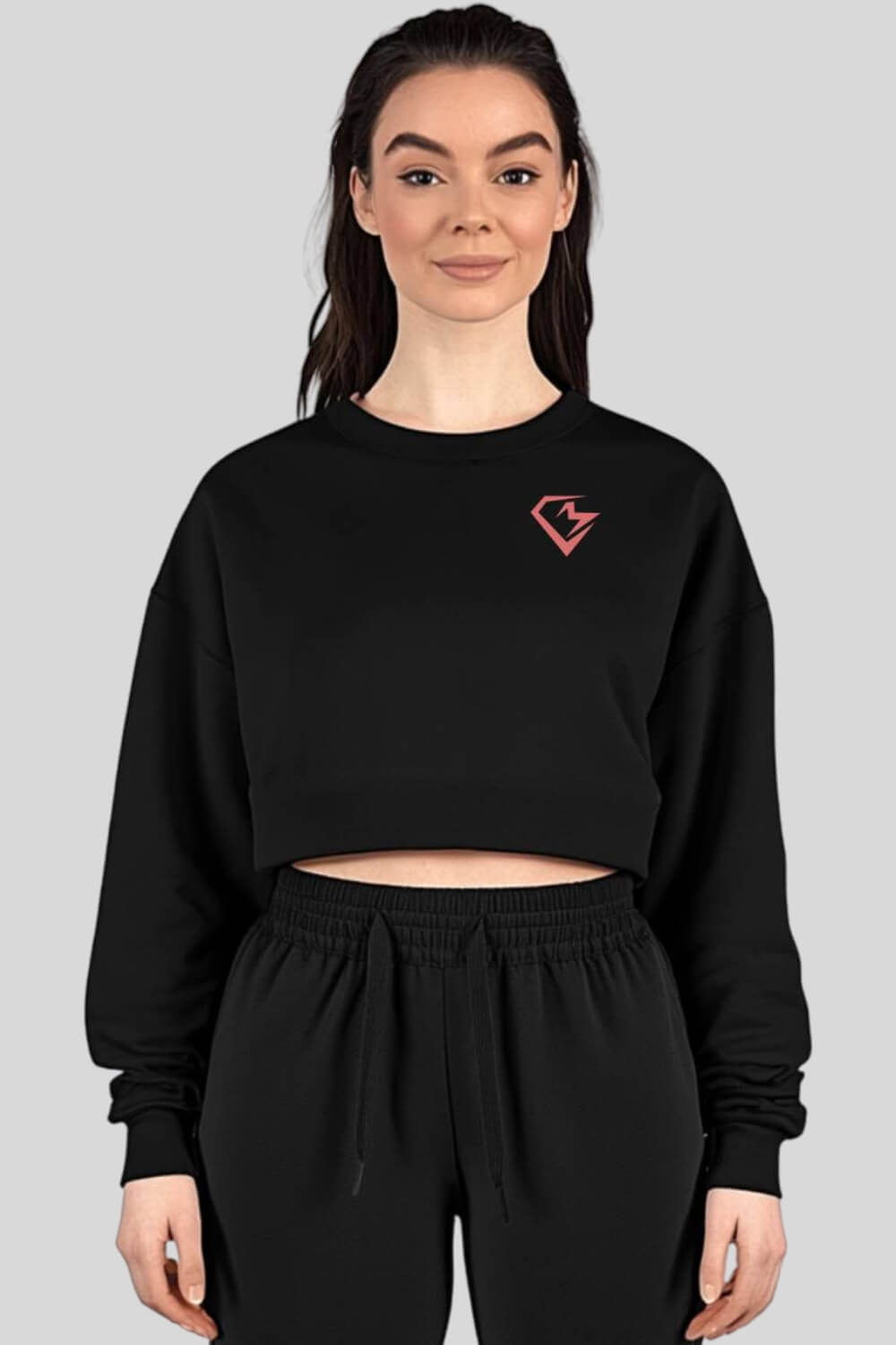 Frontansicht Loyalty Crop Sweatshirt Black für Frauen