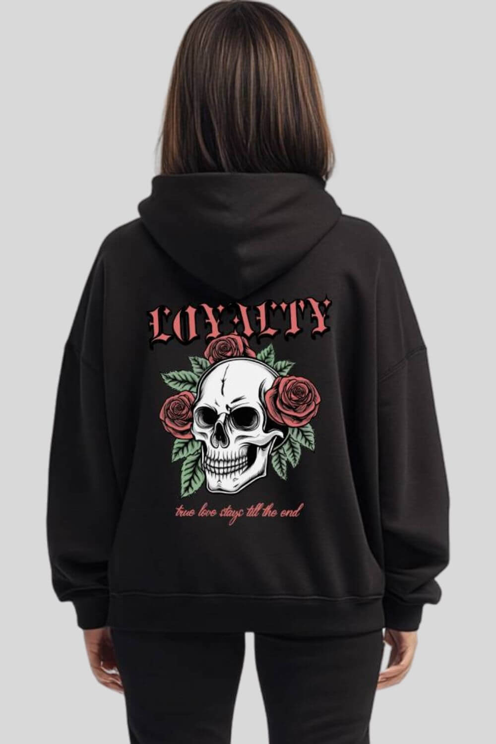 Back Loyalty Oversize Hoodie Black für Männer und Frauen