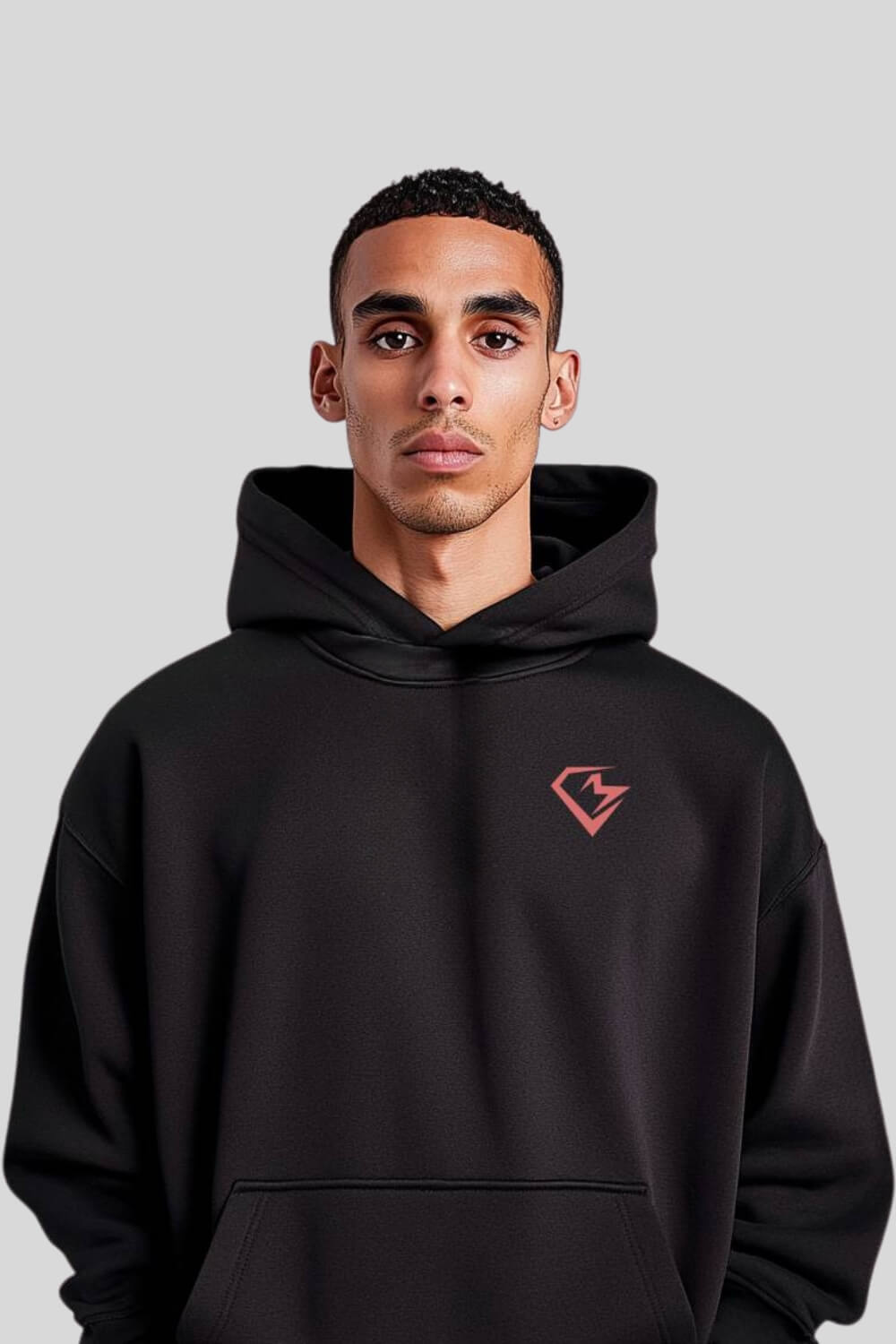 Frontansicht Loyalty Oversize Hoodie Black für Männer und Frauen