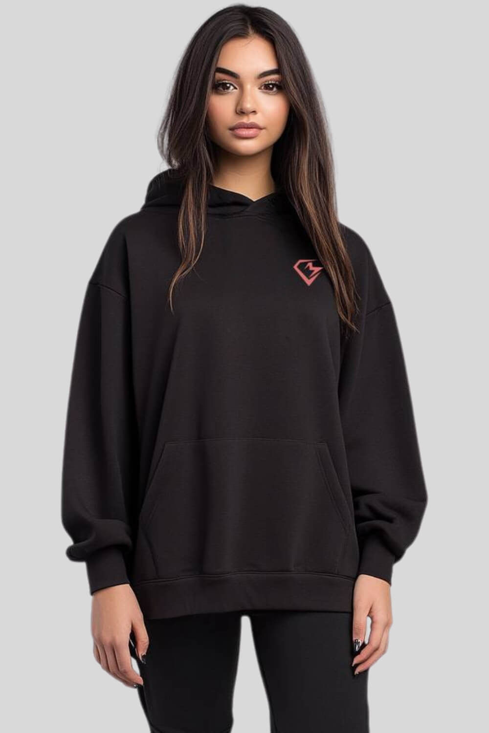 Front Loyalty Oversize Hoodie Black für Männer und Frauen