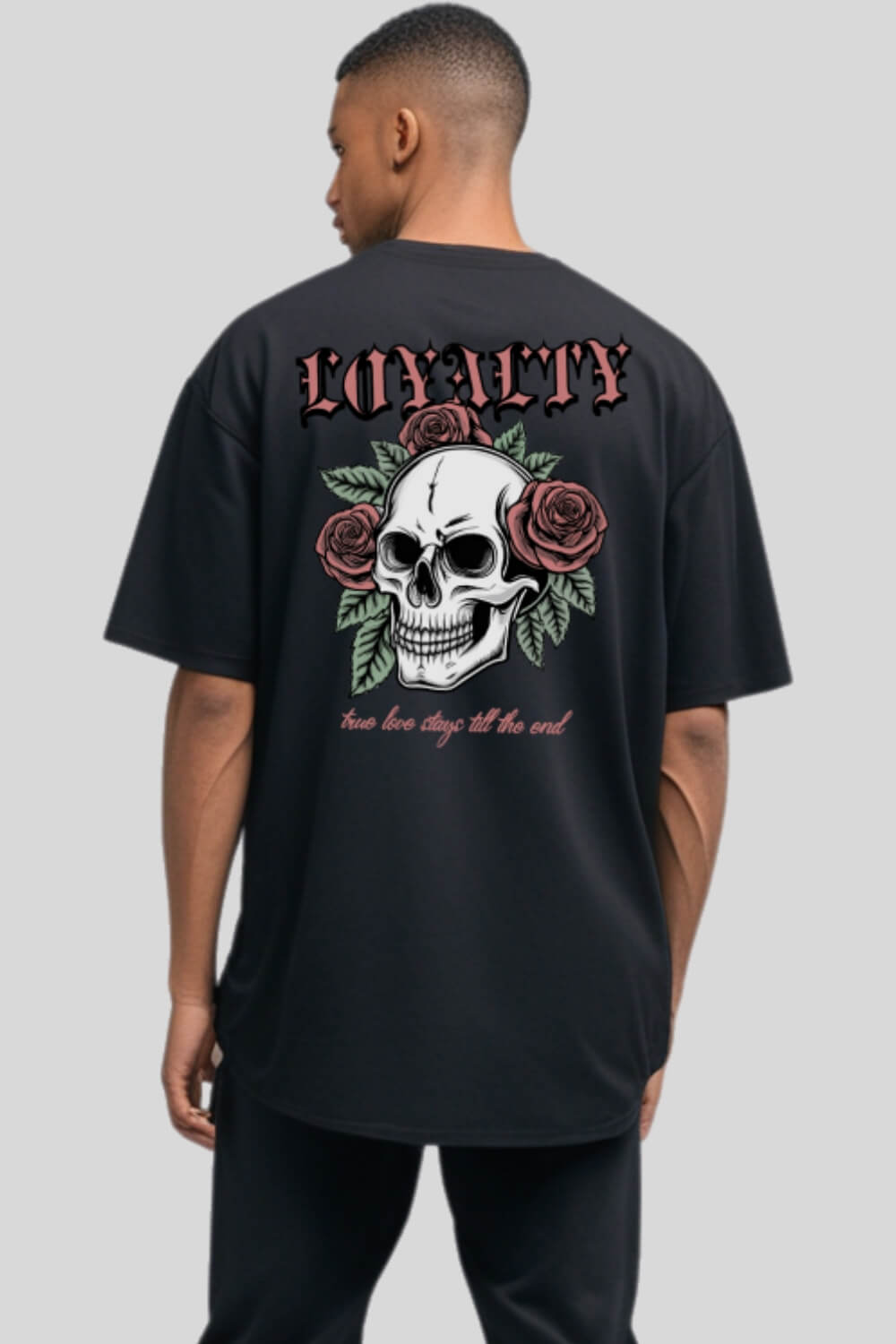 Rückansicht Loyalty Oversize T-Shirt Black für Männer und Frauen