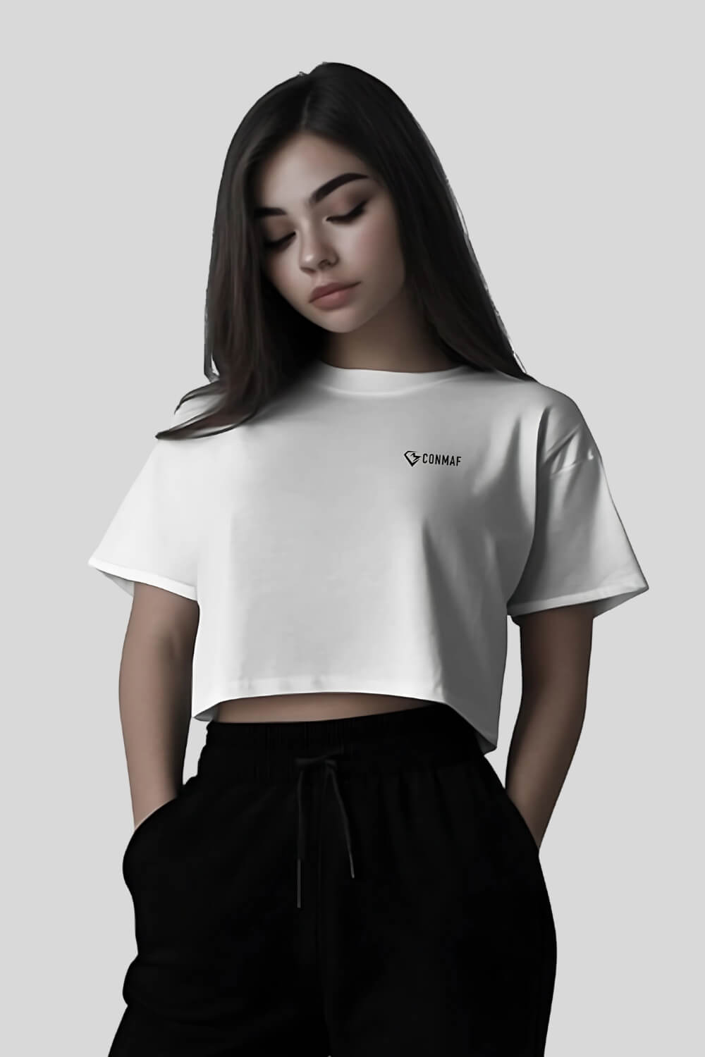 Frontansicht Never Oversize Crop Top White für Frauen