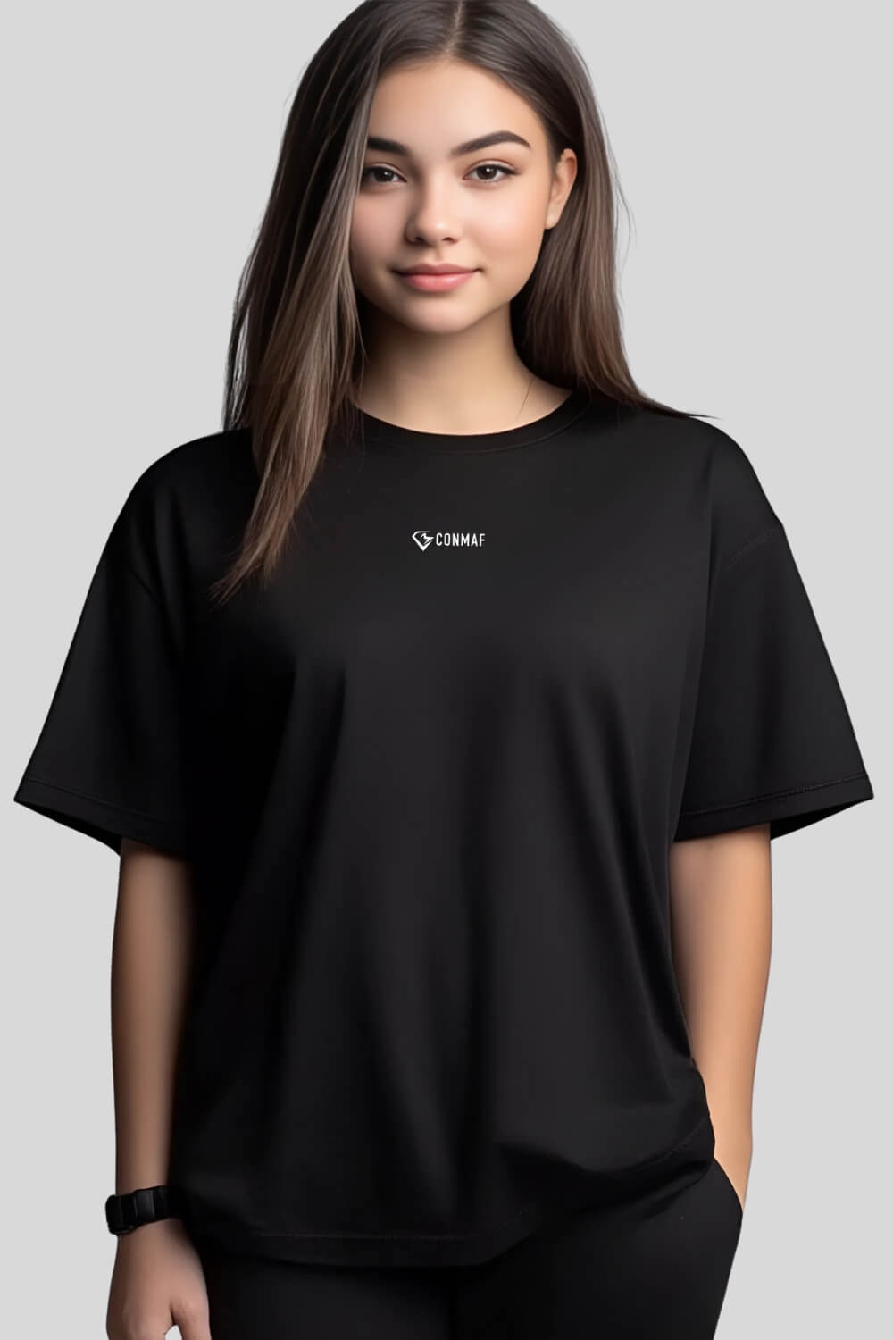 Front Never Oversize T-Shirt Black für Männer und Frauen