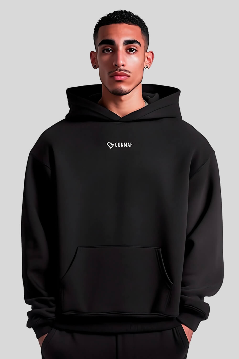 Frontansicht No Excuses Oversize Hoodie Black für Männer und Frauen