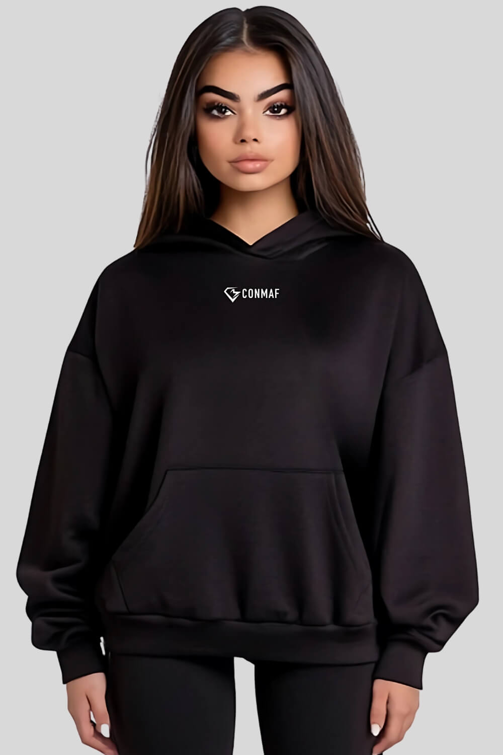 Front No Excuses Oversize Hoodie Black für Männer und Frauen