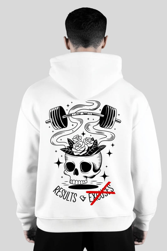 Rückansicht No Excuses Oversize Hoodie White für Männer und Frauen