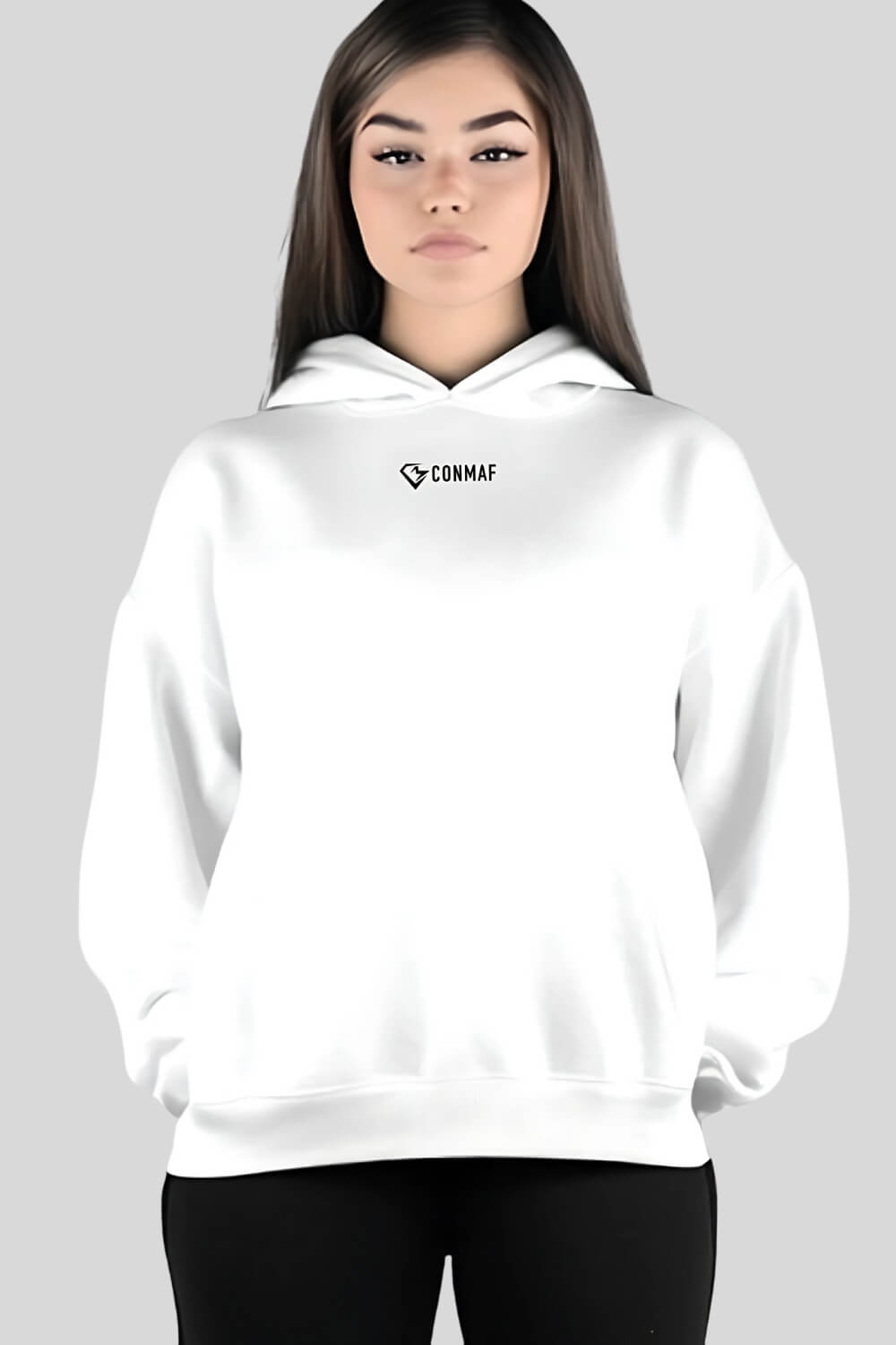 Front No Excuses Oversize Hoodie White für Männer und Frauen