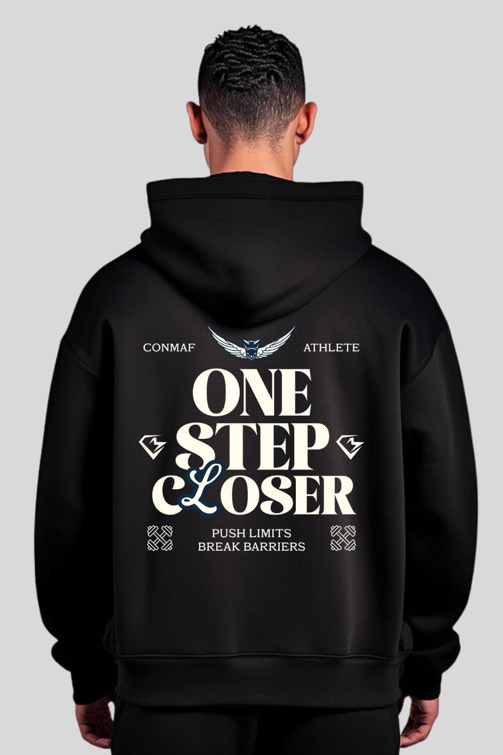 Rückansicht One Step Closer Oversize Hoodie Black für Männer und Frauen