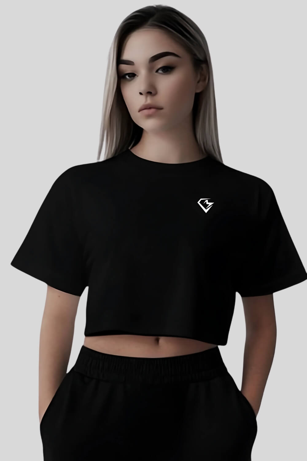 Frontansicht Pieces Oversize Crop Top Black für Frauen