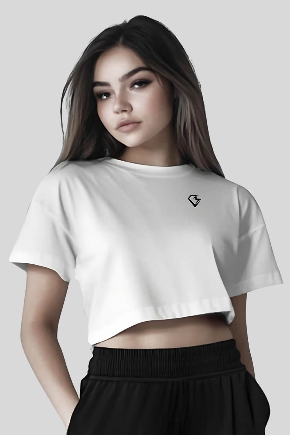 Frontansicht Pieces Oversize Crop Top White für Frauen