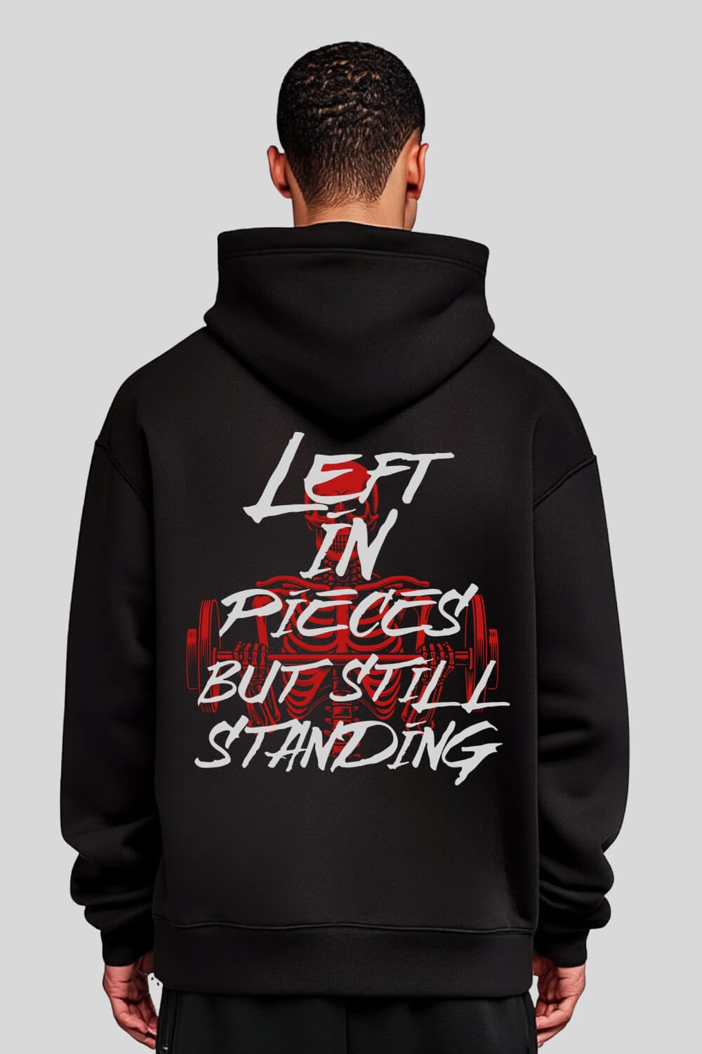 Rückansicht Pieces Oversize Hoodie Black für Männer und Frauen