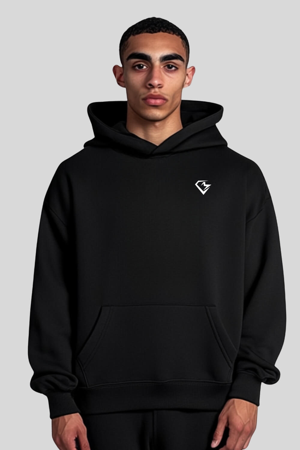 Frontansicht Pieces Oversize Hoodie Black für Männer und Frauen