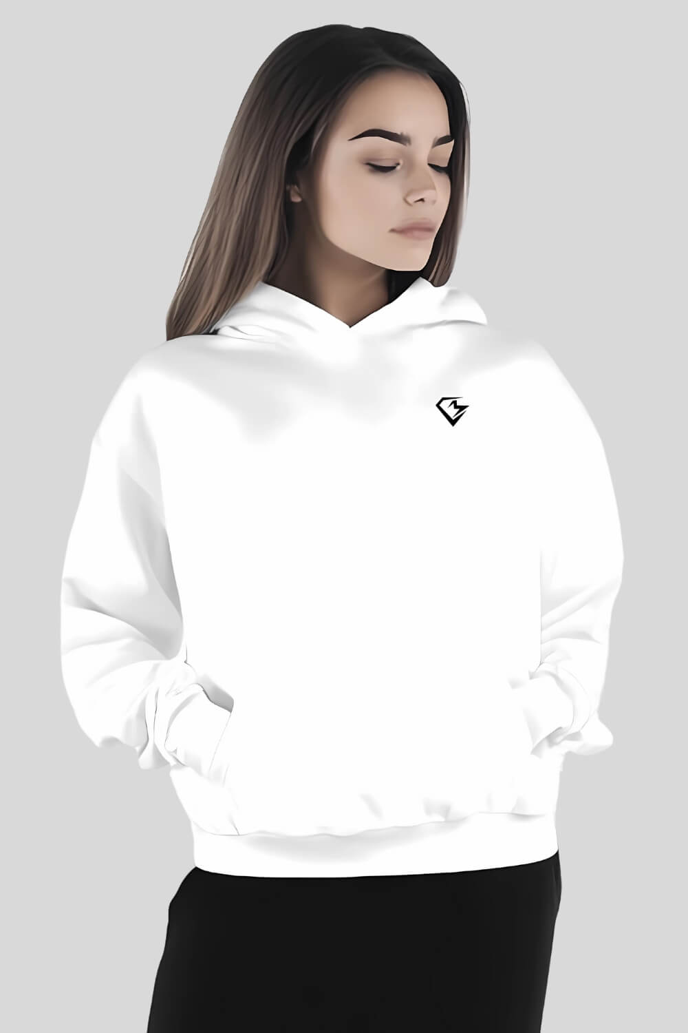 Front Pieces Oversize Hoodie White für Männer und Frauen