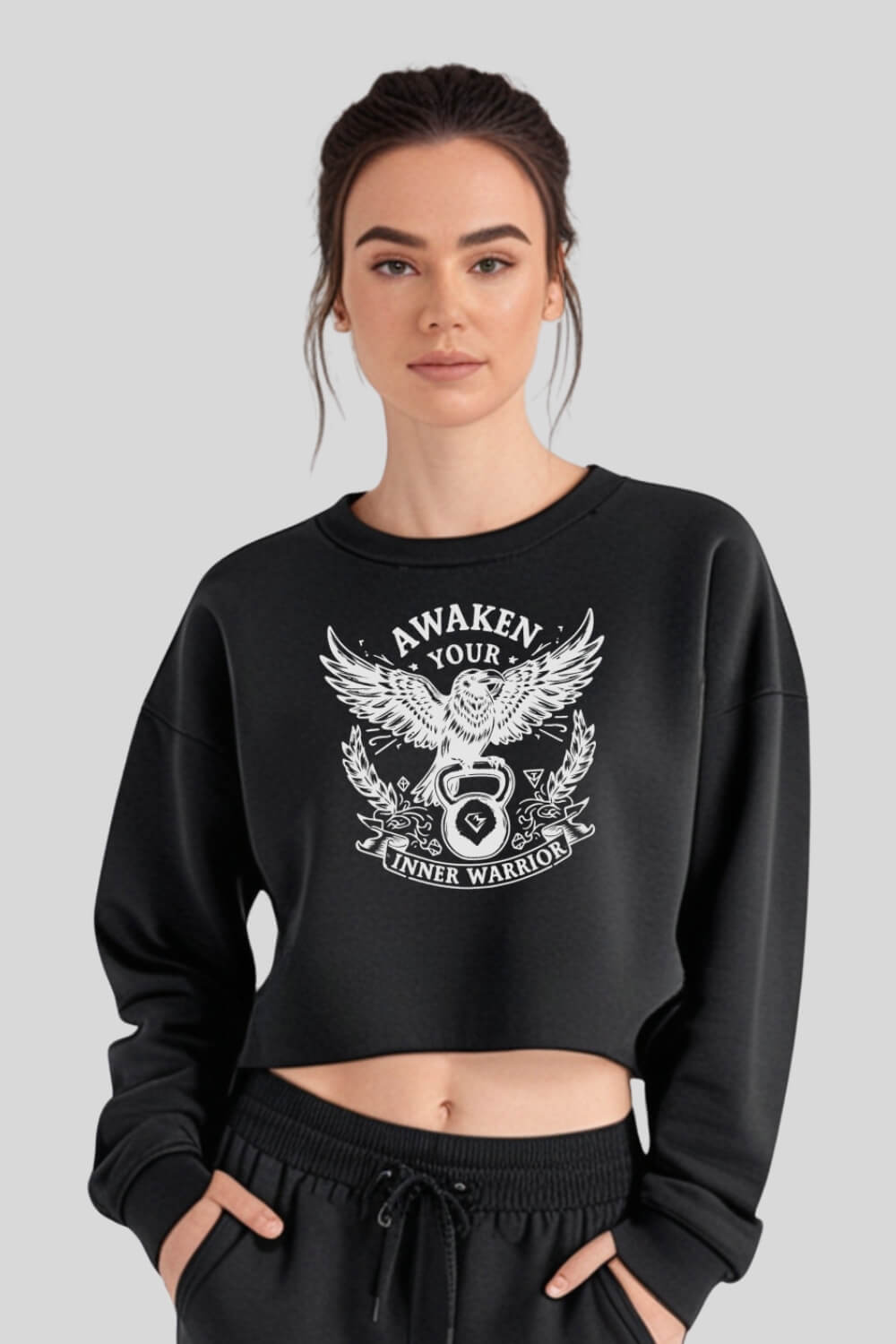 Frontansicht Raven Crop Sweatshirt Black für Frauen