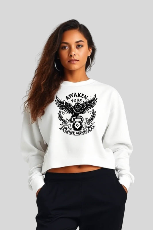 Frontansicht Raven Crop Sweatshirt White für Frauen