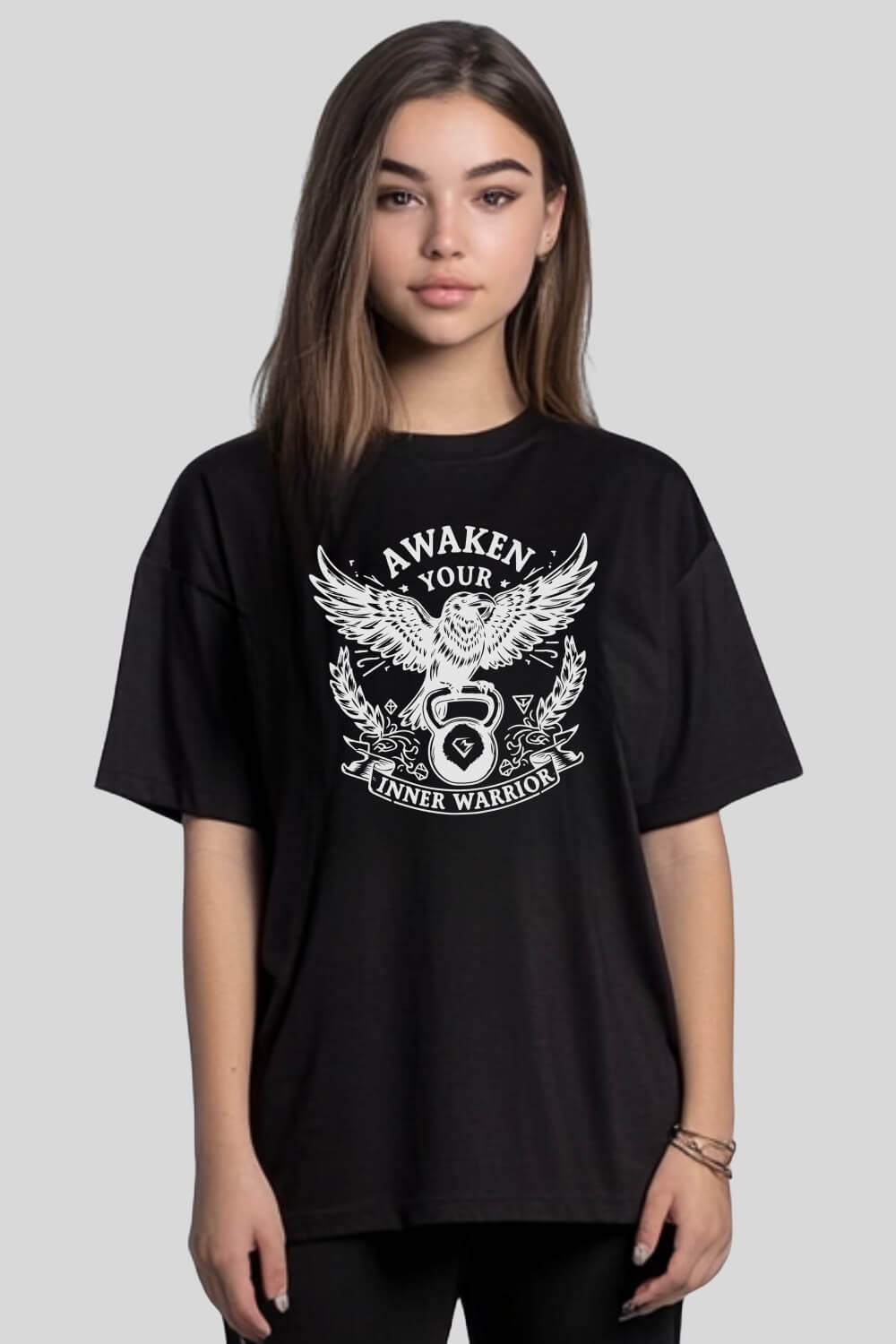 Front Raven Oversize T-Shirt Black für Männer und Frauen