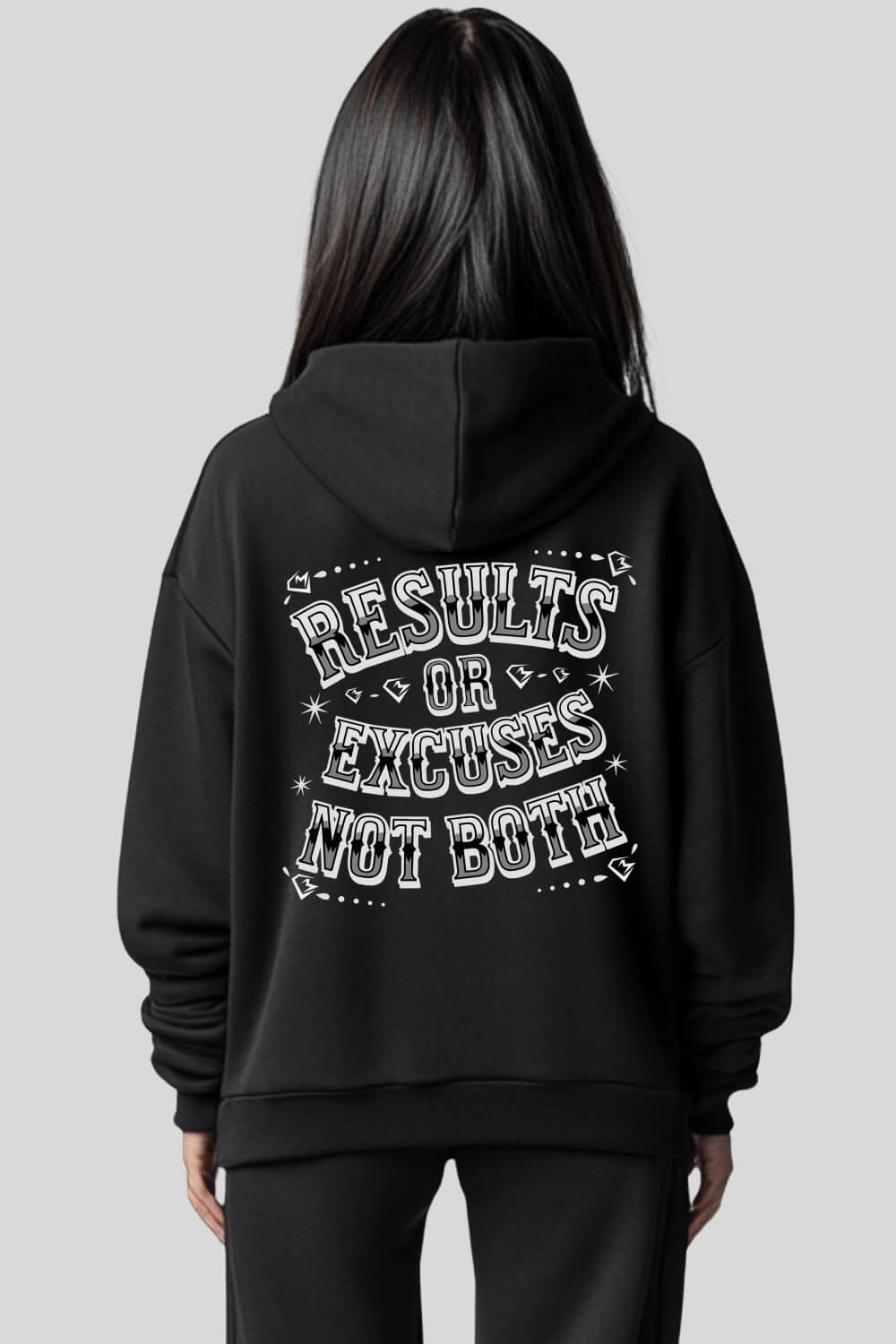 Back Results Oversize Hoodie Black für Männer und Frauen