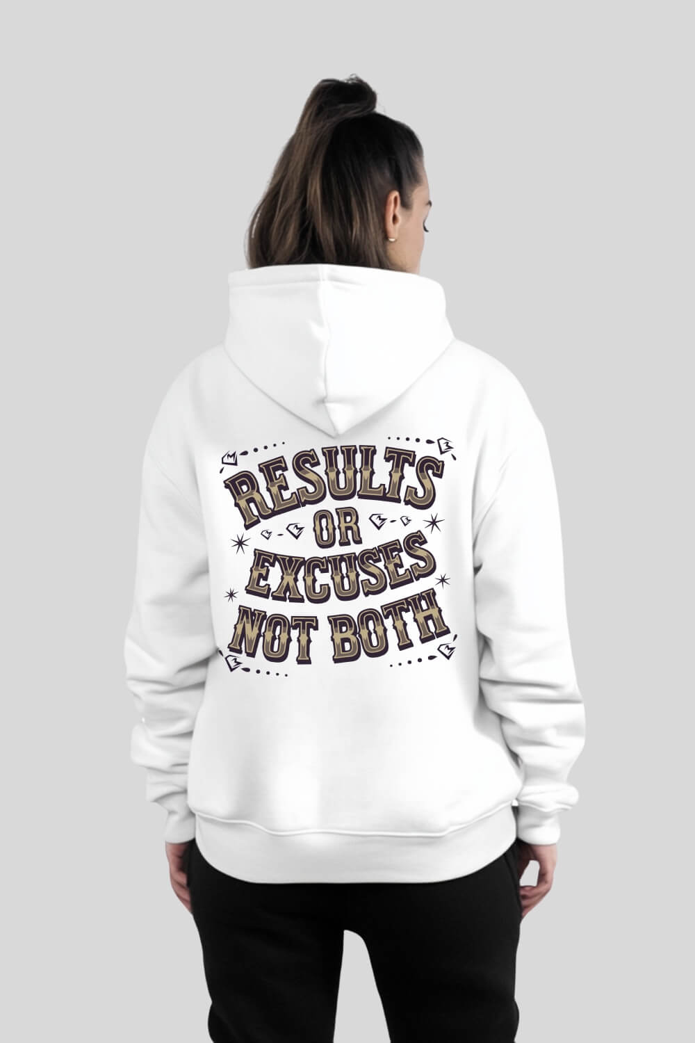 Back Results Oversize Hoodie White für Männer und Frauen