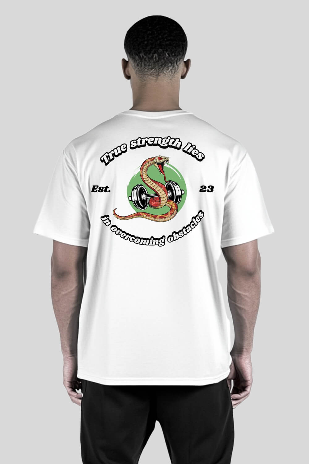 Rückansicht Snake Oversize T-Shirt White für Männer und Frauen