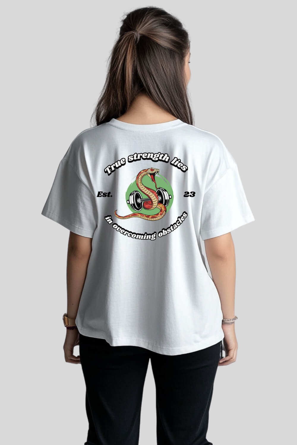 Back Snake Oversize T-Shirt White für Männer und Frauen