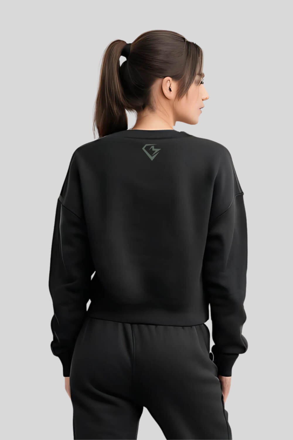 Rückansicht Standing Crop Sweatshirt Black für Frauen