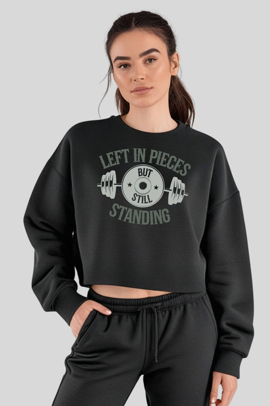 Frontansicht Standing Crop Sweatshirt Black für Frauen