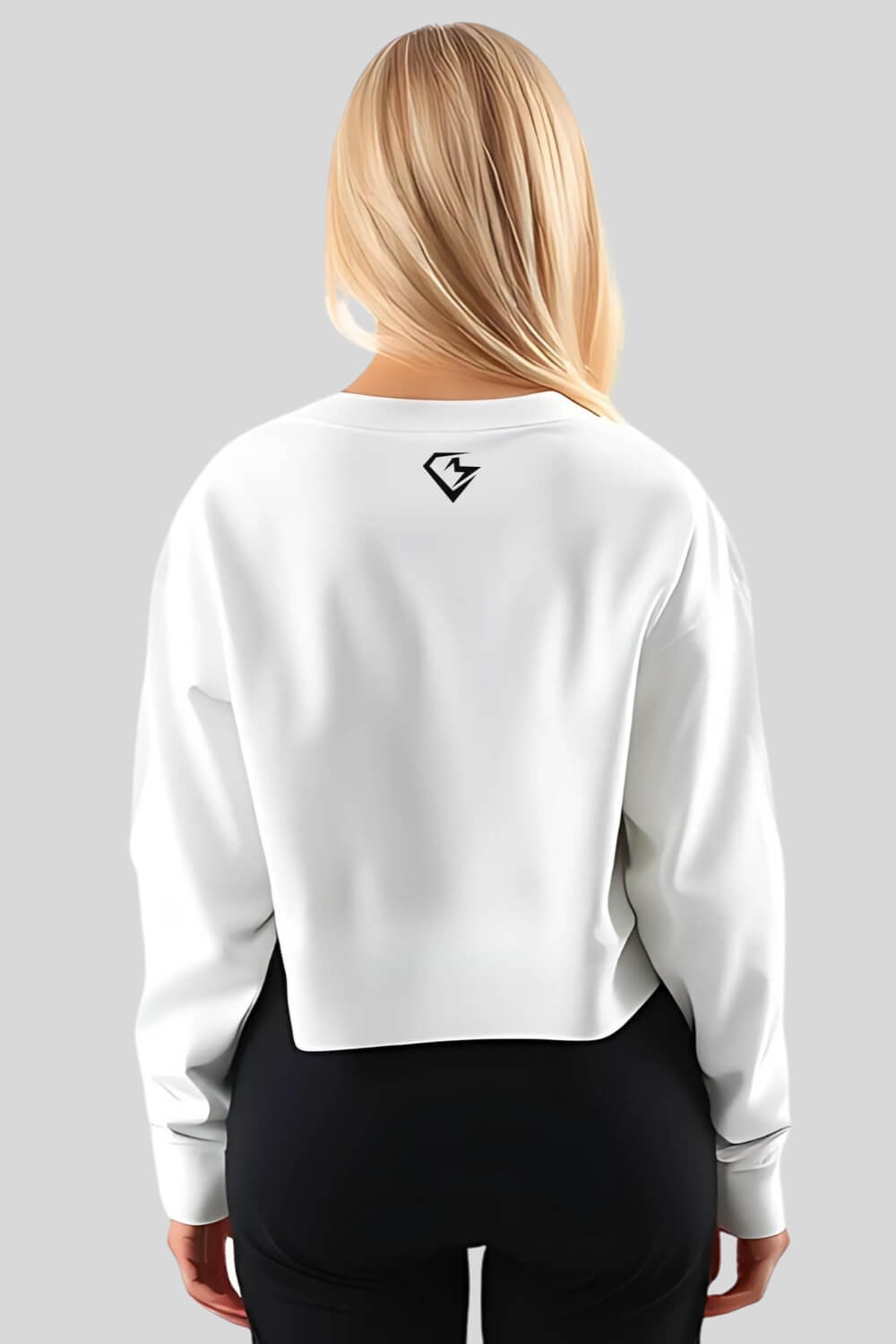 Rückansicht Standing Crop Sweatshirt White für Frauen