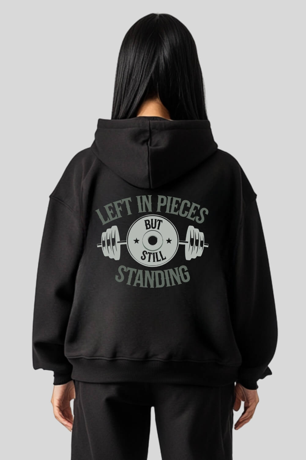 Back Standing Oversize Hoodie Black für Männer und Frauen