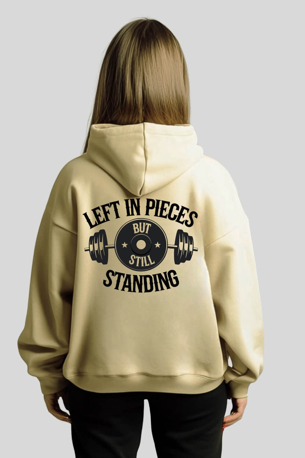 Back Standing Oversize Hoodie Sand für Männer und Frauen