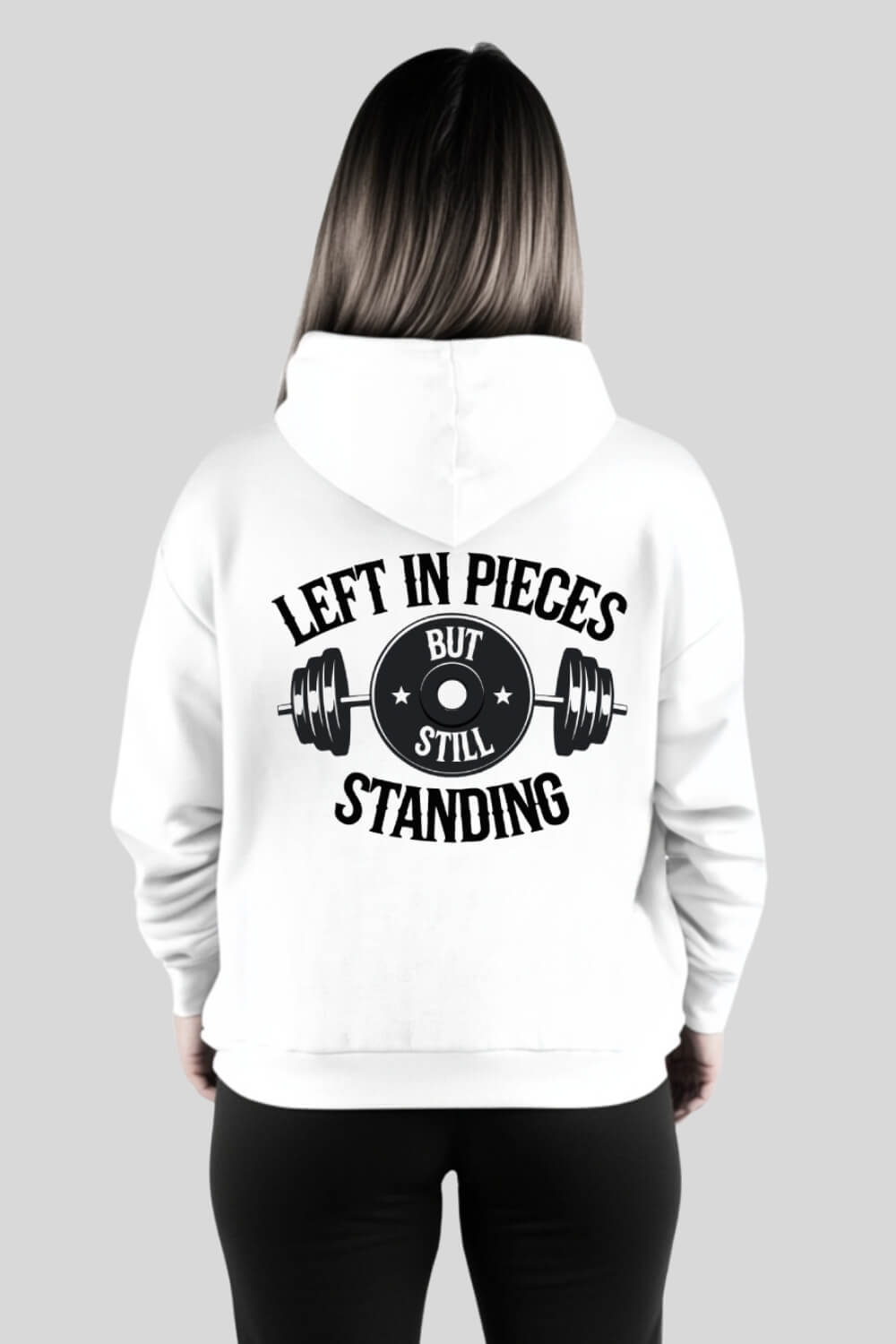 Back Standing Oversize Hoodie White für Männer und Frauen