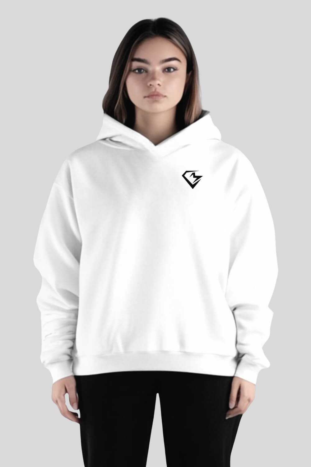 Front Standing Oversize Hoodie White für Männer und Frauen